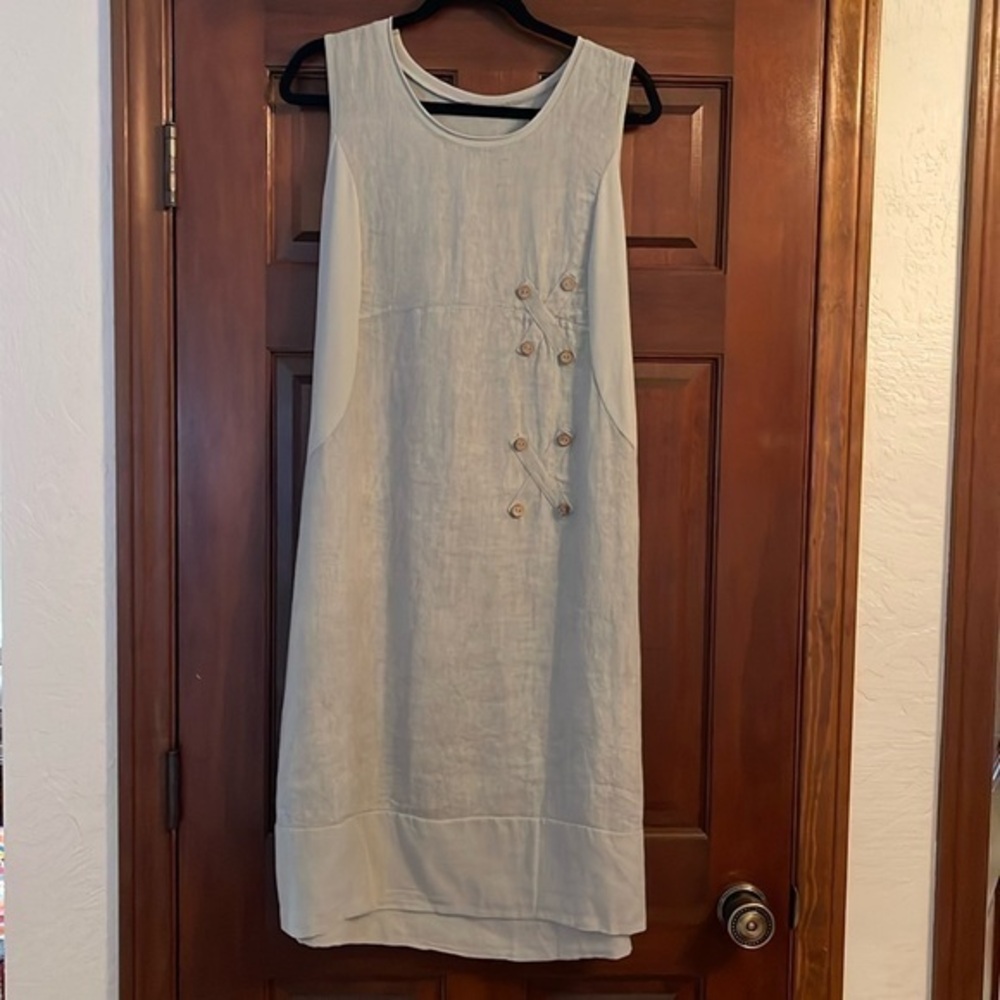 Linen tie back midi dress - Picture 1 of 3
